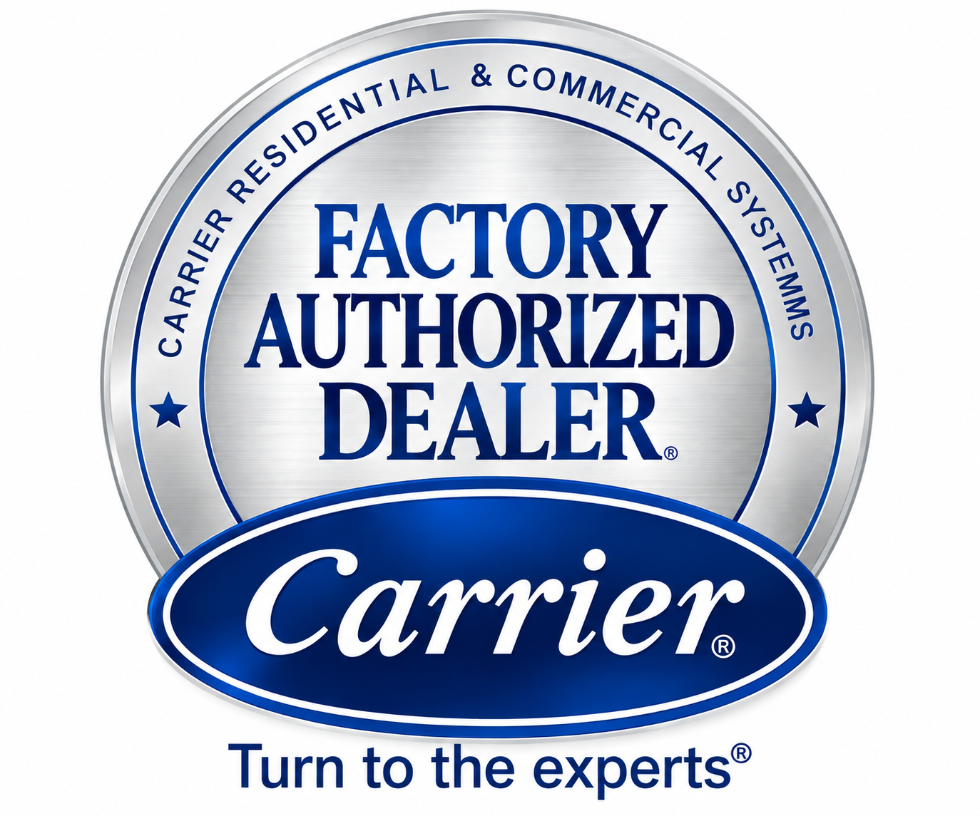Carrier Residential Factory Authorized Dealer badge